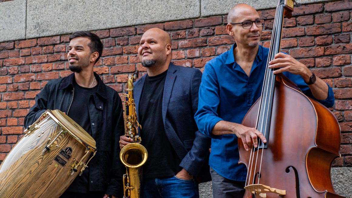 Felipe Castro Confluence jazz trio performing Latin-infused jazz live. Book via Originaria Events.